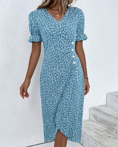 Camille - Robe midi élégante avec imprimé floral et manches