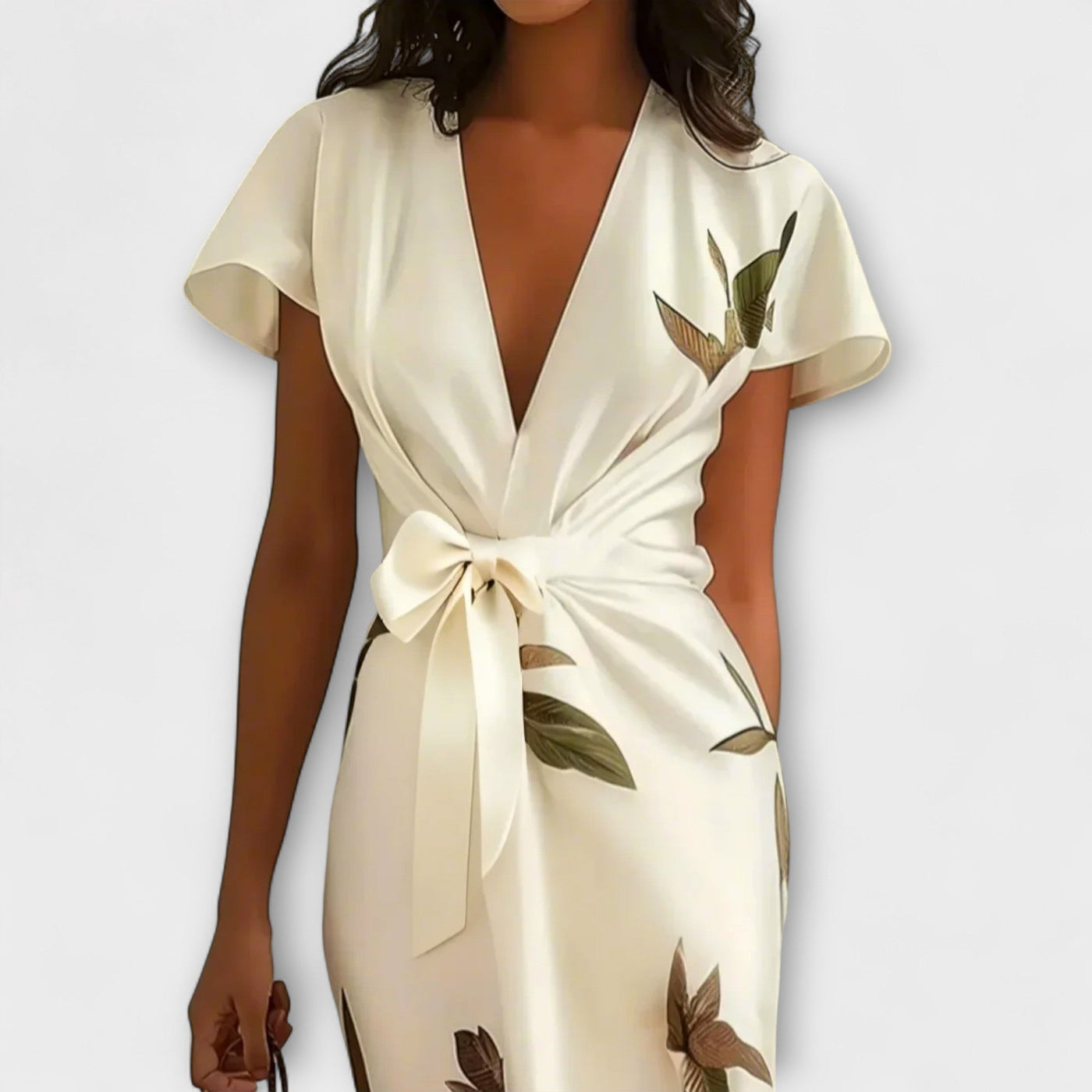 Léa | Robe portefeuille midi imprimée