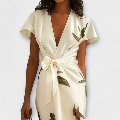 Léa | Robe portefeuille midi imprimée