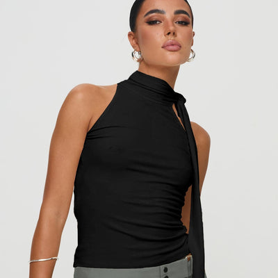 Top sans manches à dos nu avec nœud asymétrique pour femme - Natalia