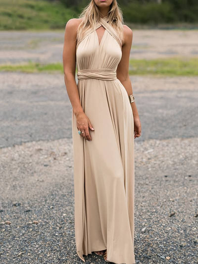 VELAVIE – Femme Robe Maxi Modulable 3-en-1 Fluide & Élégante