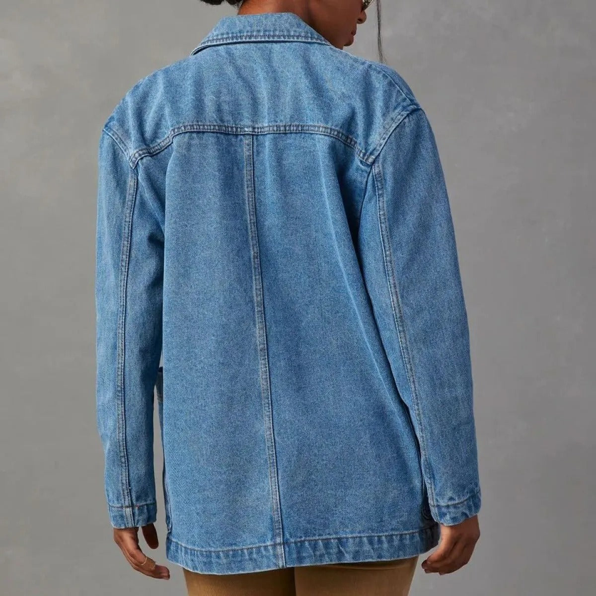 Veste de style blazer en denim délavé pour femme - Yalina