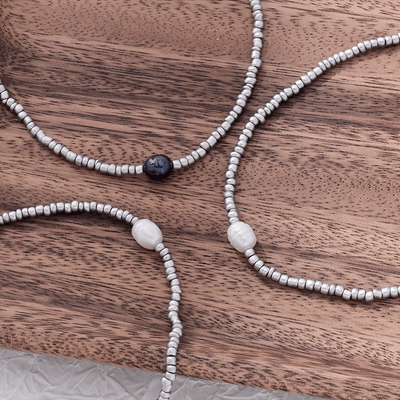 Colliers vintage 3 pièces avec perles d’eau douce et perles – Faits main