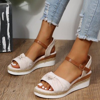 Sandales en toile pour femmes avec nœud de style plateforme décontracté - Beatriz