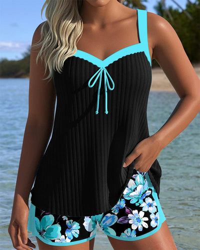 Tankini V-Ringé Imprimé Boxer de Sport