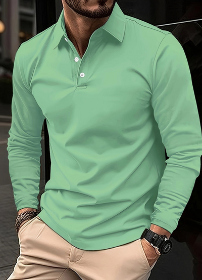 Daruf | Polo À Manches Longues Pour Homme  | Blanc