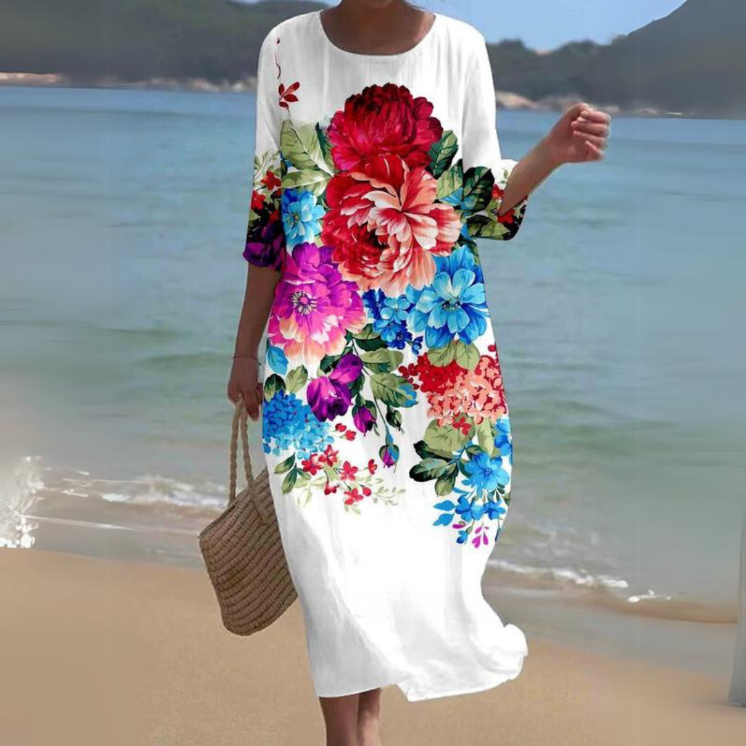 Colette - Robe midi élégante et intemporelle avec ceinture à la taille