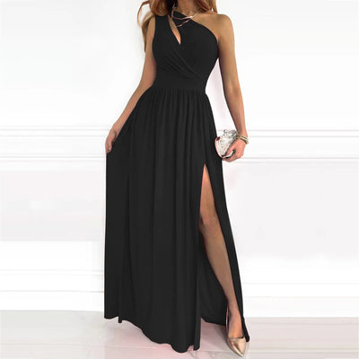 VELAVIE – Femme Robe Asymétrique Fendue Élégante & Audacieuse