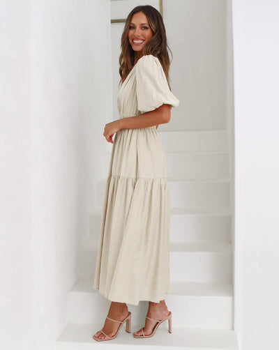 Robe mi-longue à taille haute femme