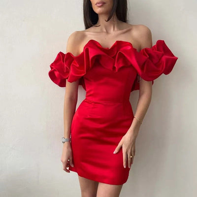 VELAVIE – Femme Robe Asymétrique Longue avec Fente Discrète