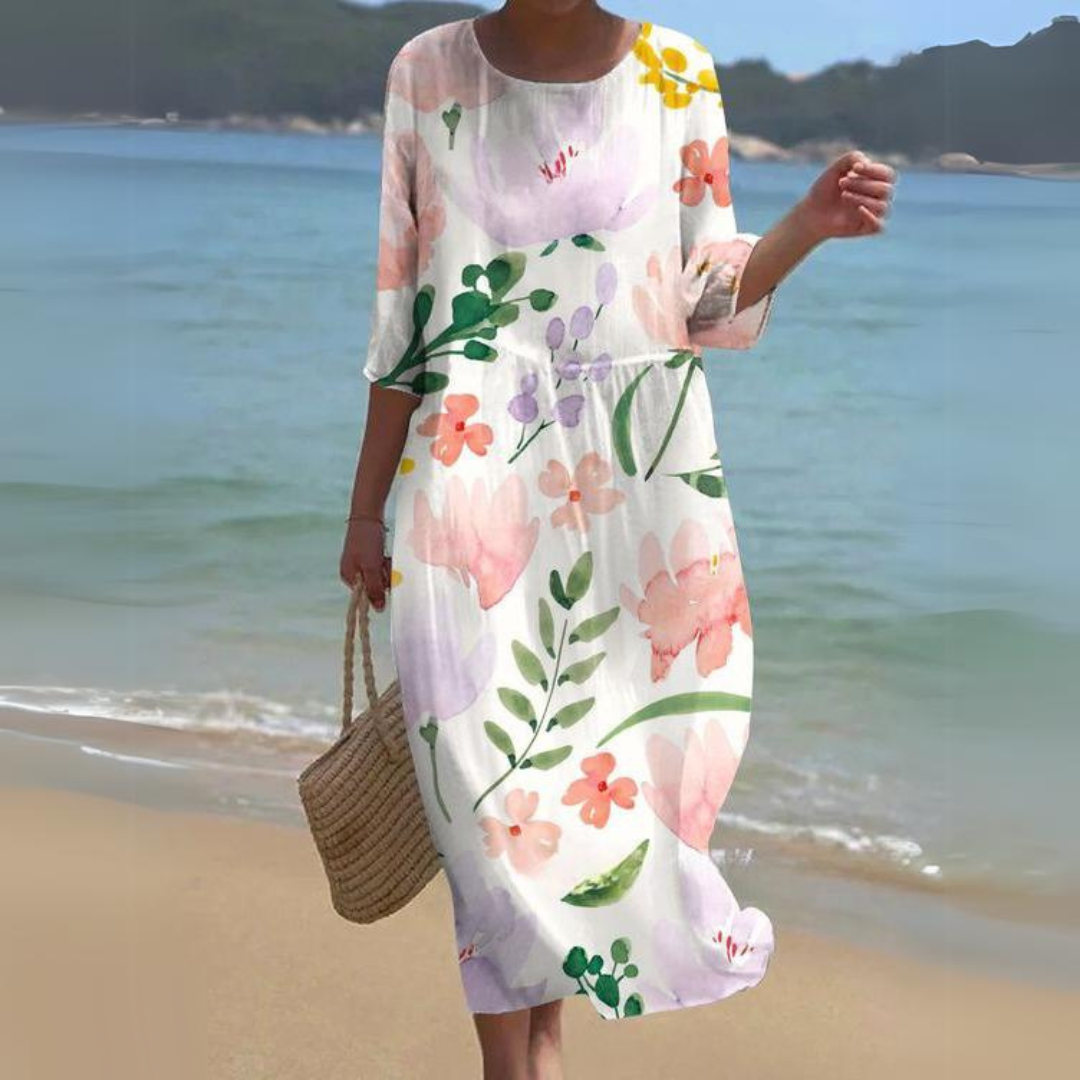 Colette - Robe midi élégante et intemporelle avec ceinture à la taille