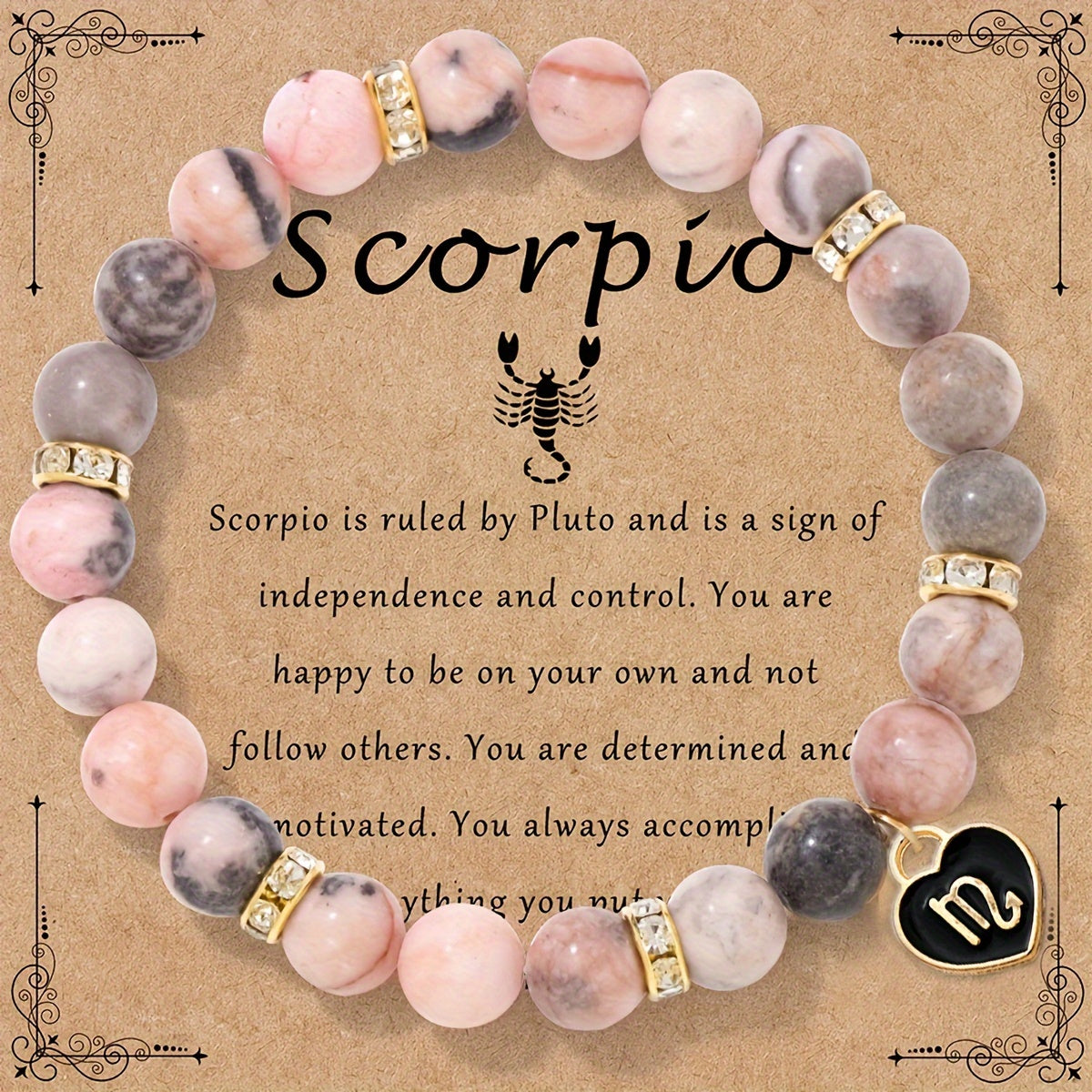 Bracelet Élastique en Pierre Naturelle avec Signe du Zodiaque