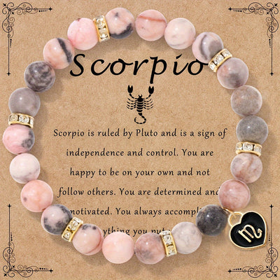 Bracelet Élastique en Pierre Naturelle avec Signe du Zodiaque