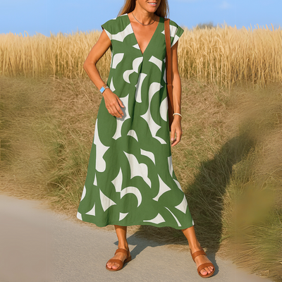 Tirzah - Robe géométrique fluide à décolleté en V