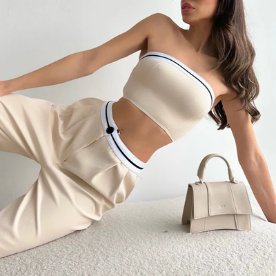Zaira | Ensemble Deux Pièces Sport-Chic avec Haut Bandeau pour Femme