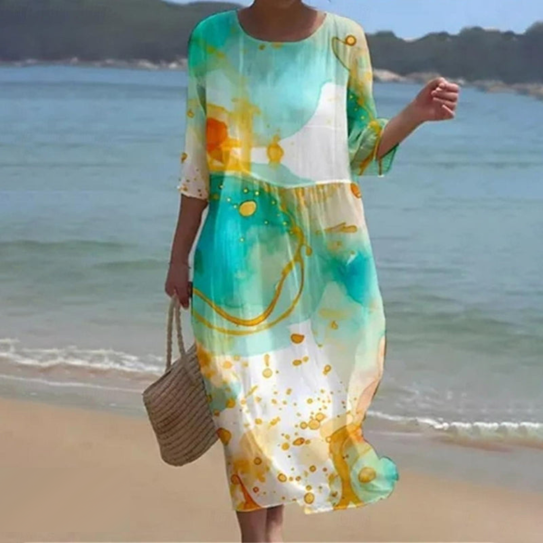 Colette - Robe midi élégante et intemporelle avec ceinture à la taille