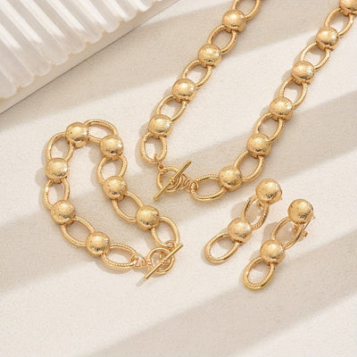 Ensemble élégant 3 pièces – Collier, bracelet et boucles d’oreilles à maillons