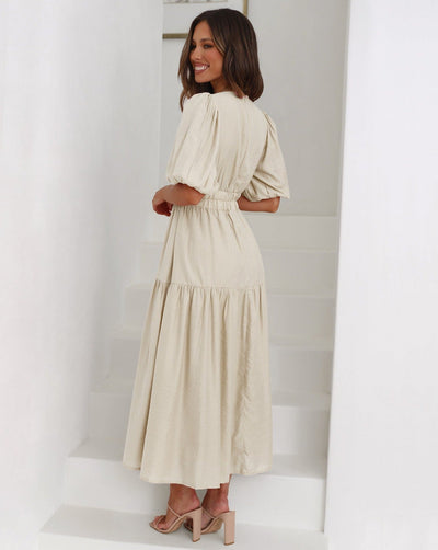 Robe mi-longue à taille haute femme