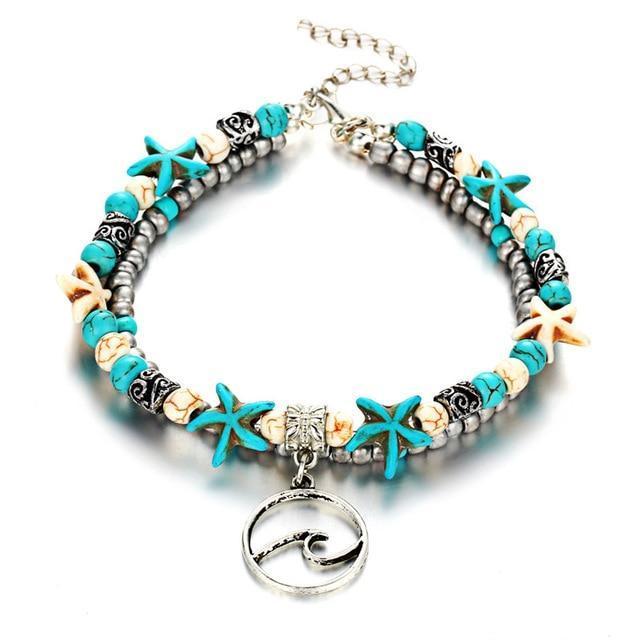 Cheville marine avec étoile de mer et tortue