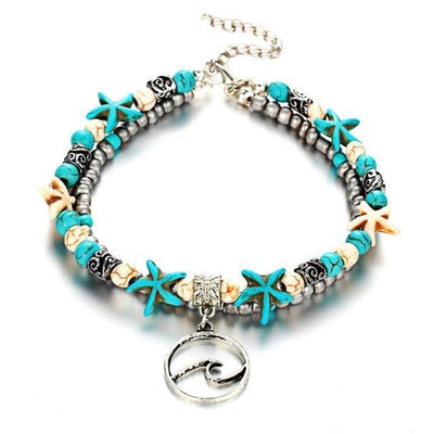 Cheville marine avec étoile de mer et tortue