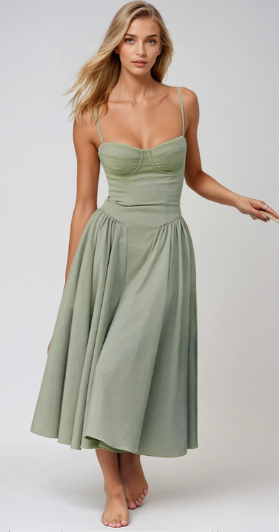 Éléanor - Robe d'été midi chic corsaire pour les occasions spéciales