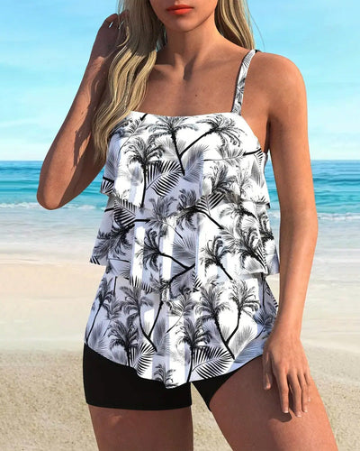 Tankini Mode avec Bretelles Imprimé Deux Pièces