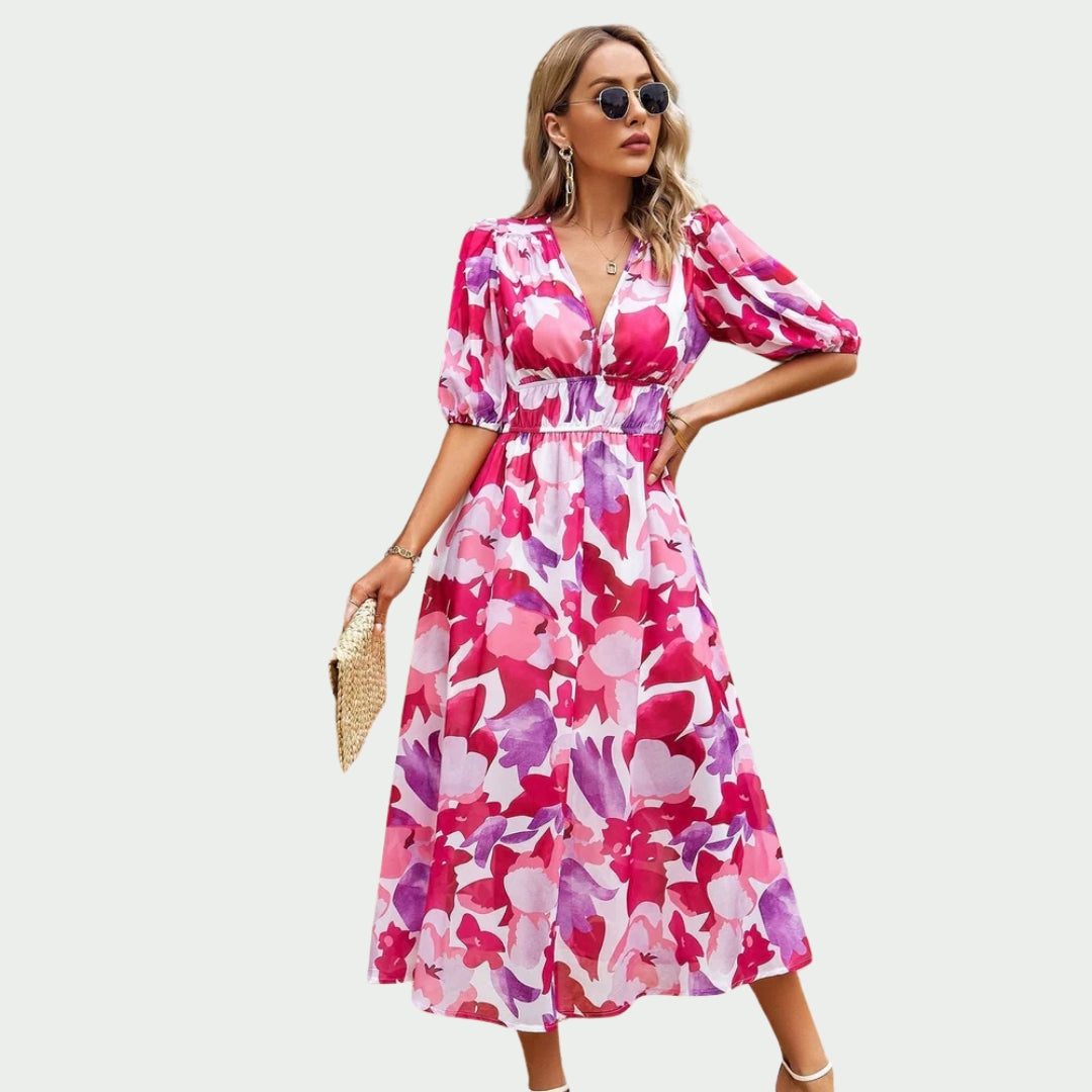 Adèle | Robe midi à décolleté V