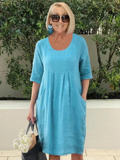 Inès - Robe décontractée en coton mélangé à coupe ample