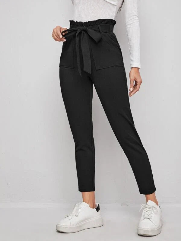 Sandra | Pantalon avec nœud pour femme | noir