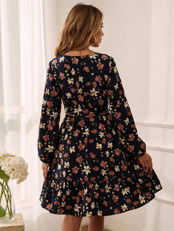 Sophie | Robe fleurie Manches longues pour femme | Mini