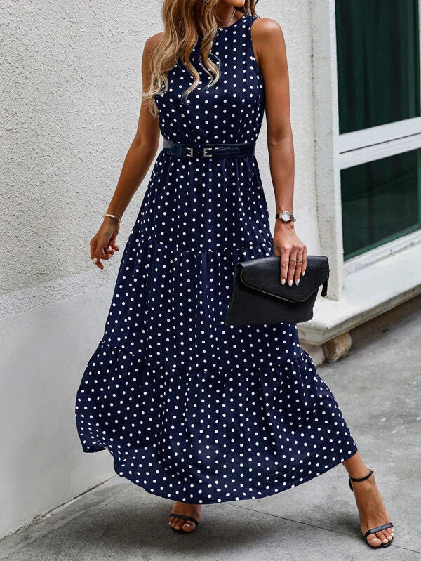 Julia | Robe chic à pois polaires pour femme | Maxi