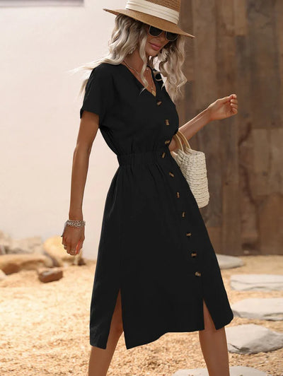 Alba | Robe chemise Bouton en bas pour femme | Midi