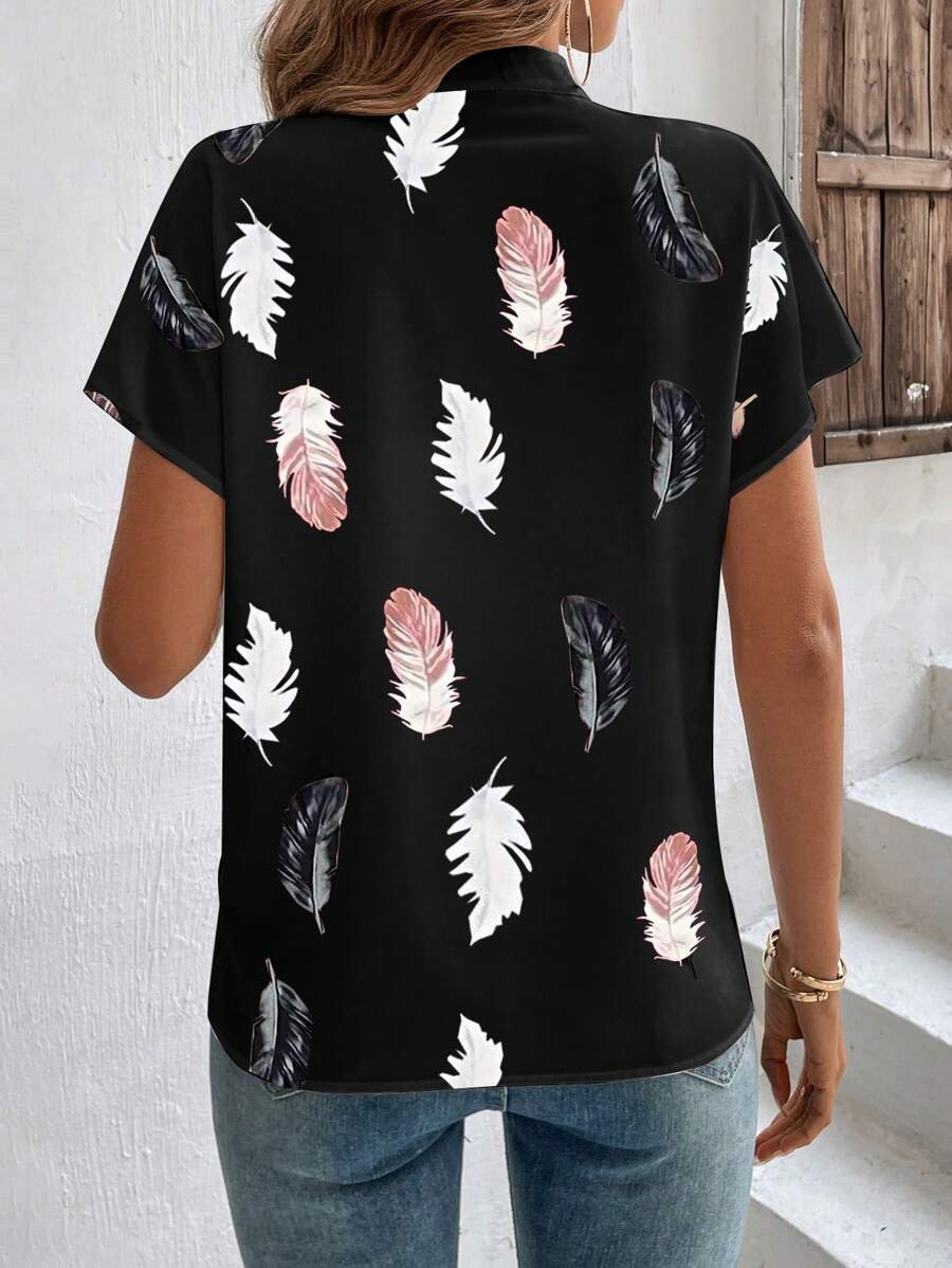 Genevieve | Top Design en plumes pour femme | manche courte