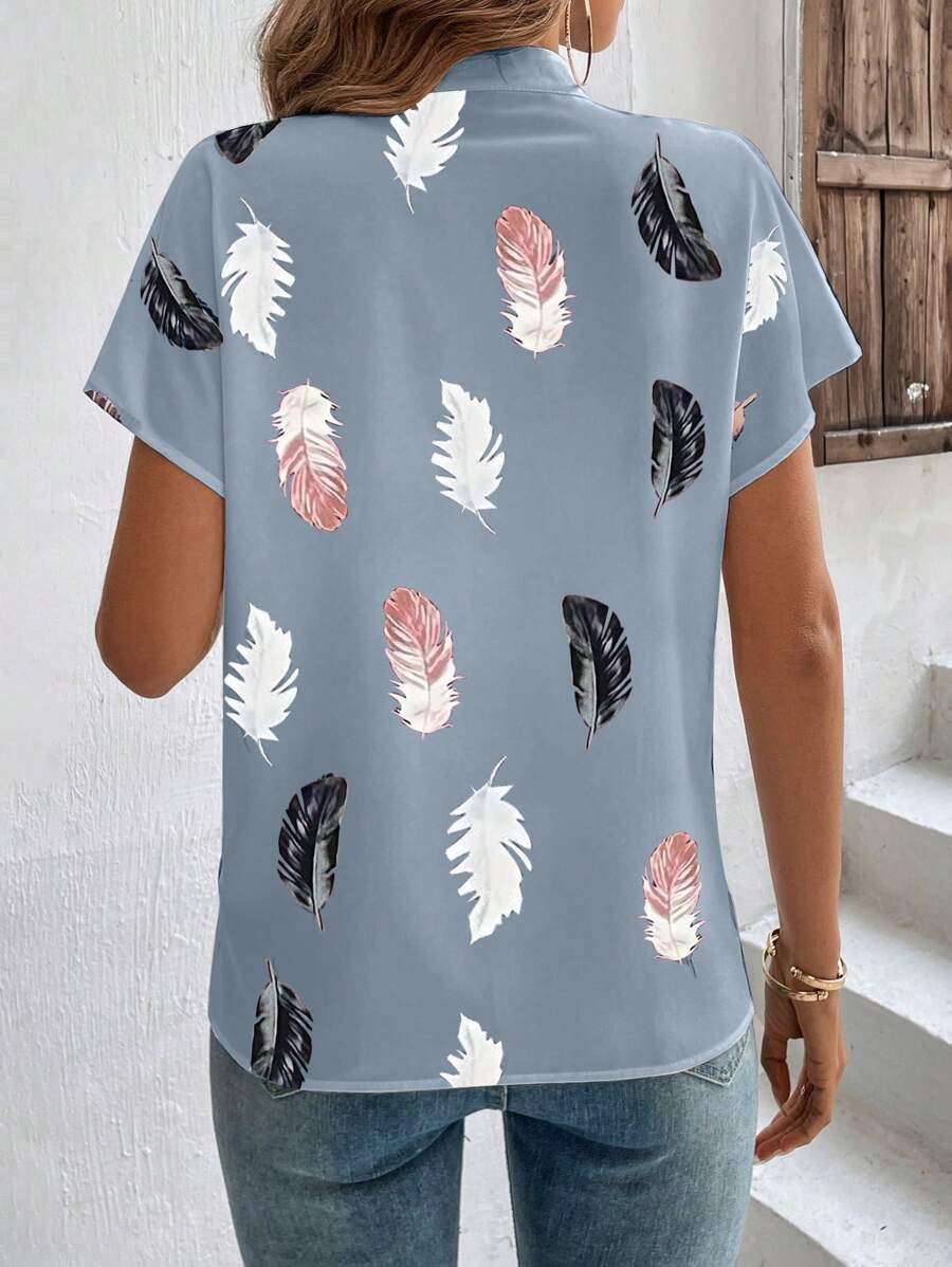 Genevieve | Top Design en plumes pour femme | manche courte