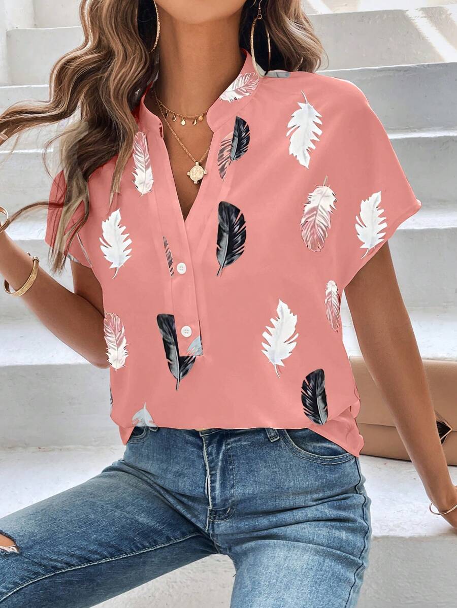 Genevieve | Top Design en plumes pour femme | manche courte