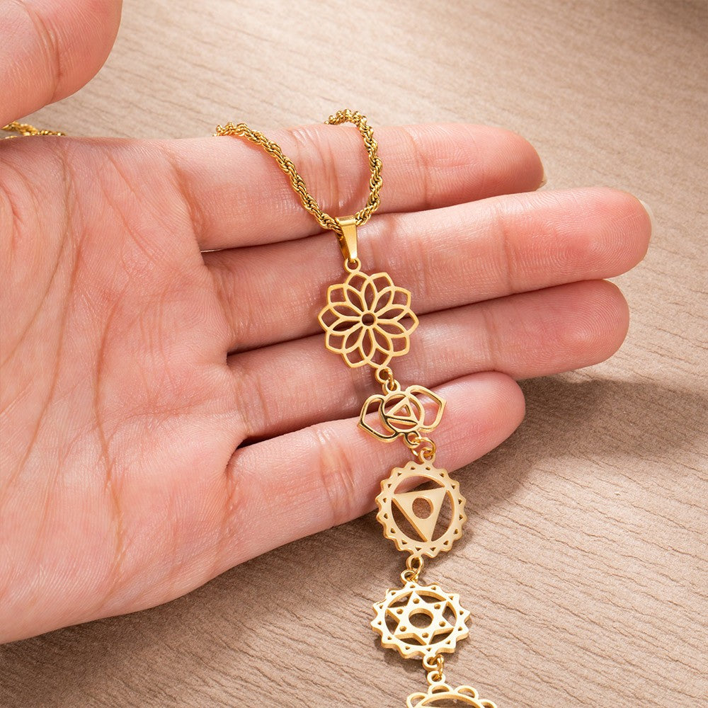 Collier 7 Chakras en plaqué or – Énergie & harmonie