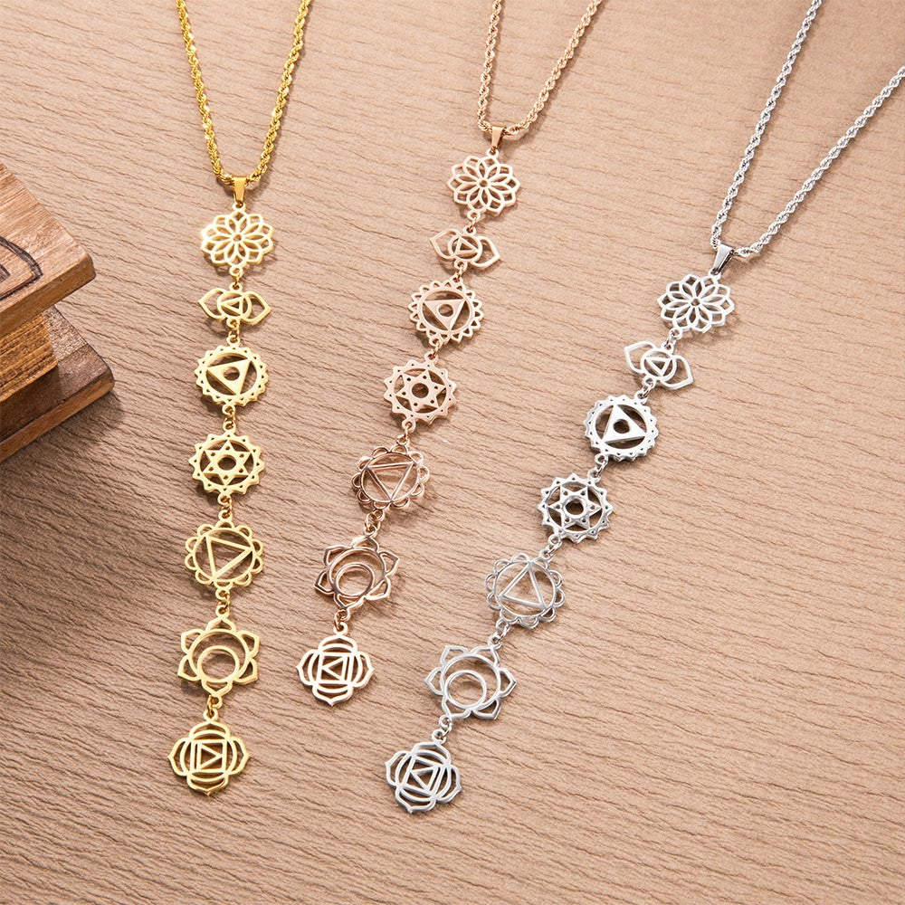 Collier 7 Chakras en plaqué or – Énergie & harmonie