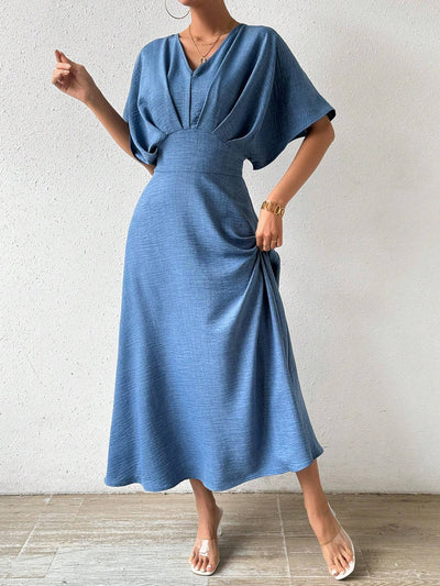 AtelierdeRocheParis | Robe Longue Élégante avec Manches Chauve-Souris