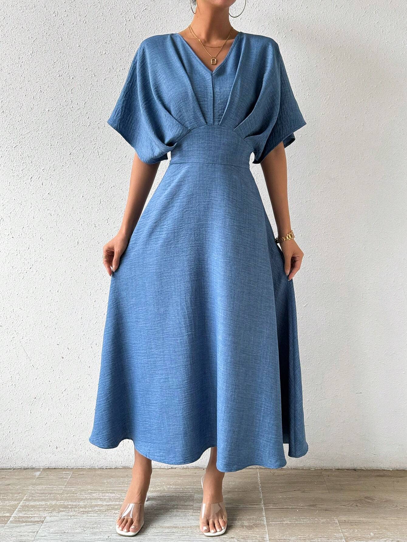 AtelierdeRocheParis | Robe Longue Élégante avec Manches Chauve-Souris