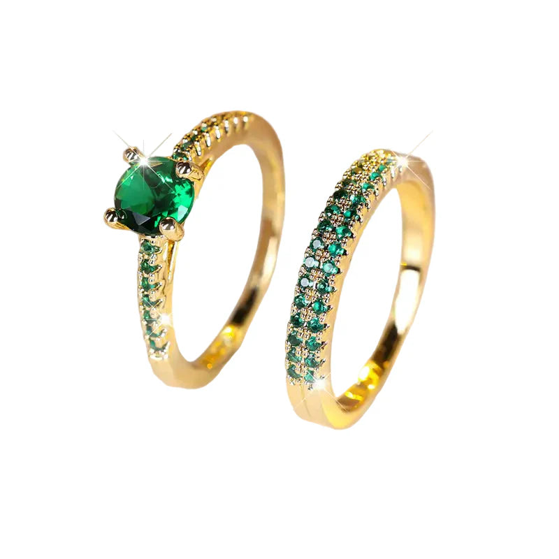 Ensemble Bagues Duo Serena Émeraude | Or 18K