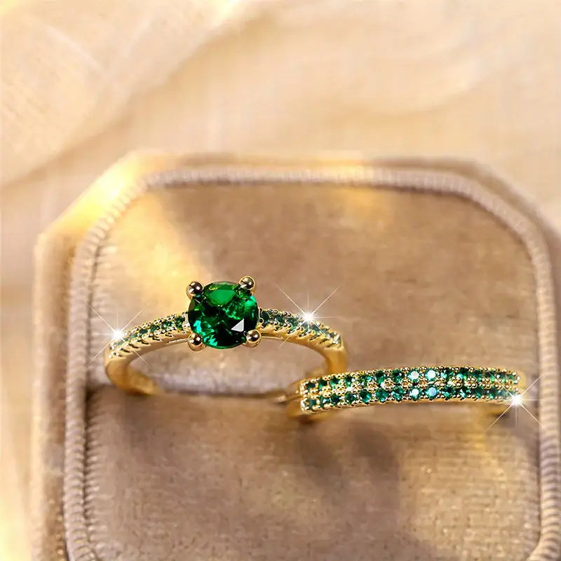 Ensemble Bagues Duo Serena Émeraude | Or 18K