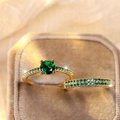 Ensemble Bagues Duo Serena Émeraude | Or 18K