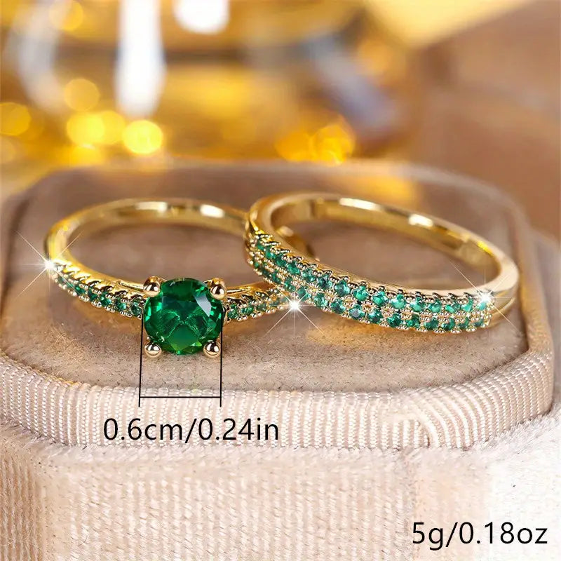Ensemble Bagues Duo Serena Émeraude | Or 18K