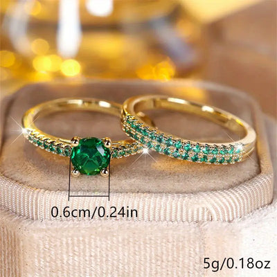 Ensemble Bagues Duo Serena Émeraude | Or 18K
