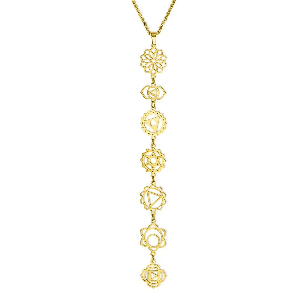 Collier 7 Chakras en plaqué or – Énergie & harmonie