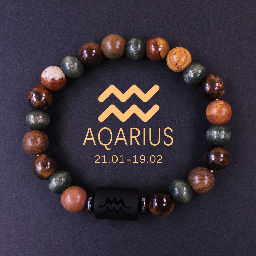 Bracelet Zodiaque en Pierres Naturelles – Ajustable et Unique