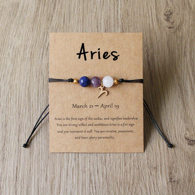 Bracelet Zodiaque Ajustable en Pierres Naturelles