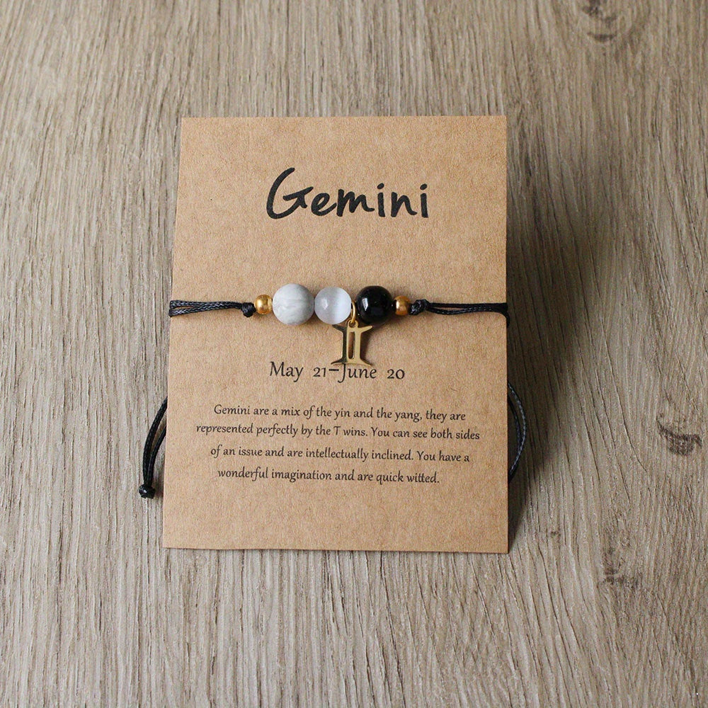 Bracelet Zodiaque Ajustable en Pierres Naturelles