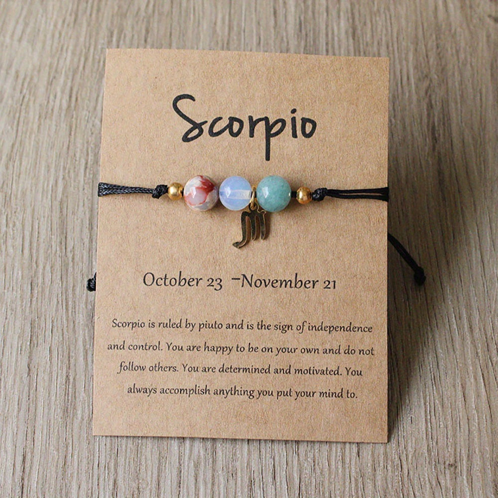 Bracelet Zodiaque Ajustable en Pierres Naturelles