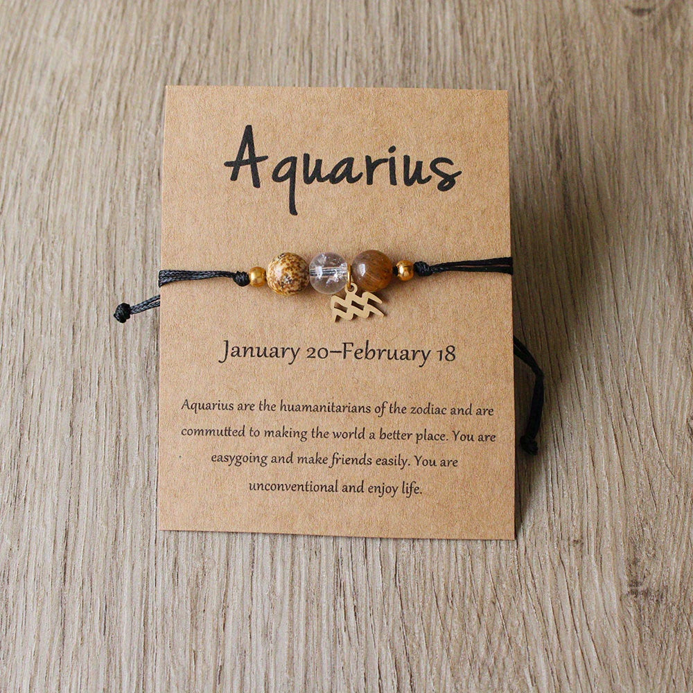 Bracelet Zodiaque Ajustable en Pierres Naturelles